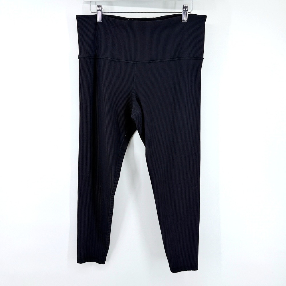 Athleta Elation Rib Tight High Rise 1X Black Womens Yoga Activewear Leggings